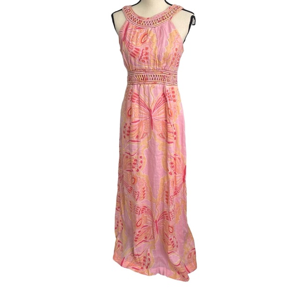 Lilly Pulitzer Dresses & Skirts - Lilly Pulitzer Butterfly Pink Maxi Linen Dress Sz 6
